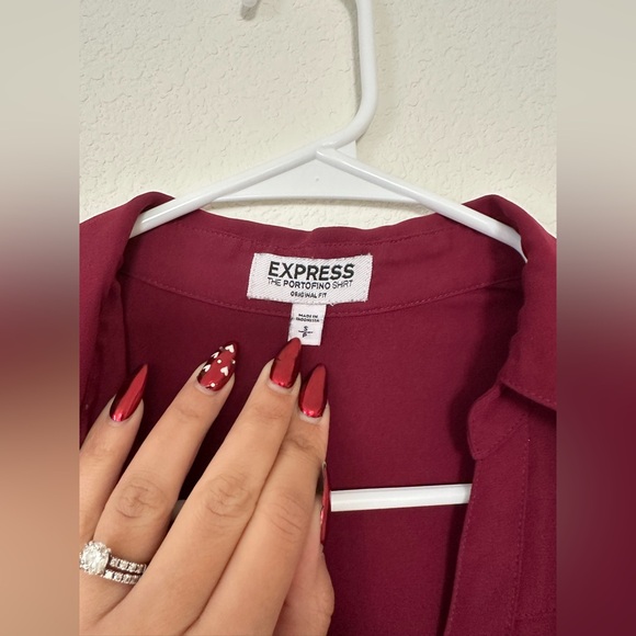 Express The Portifino Shirt Burgundy Blouse - Picture 3 of 3